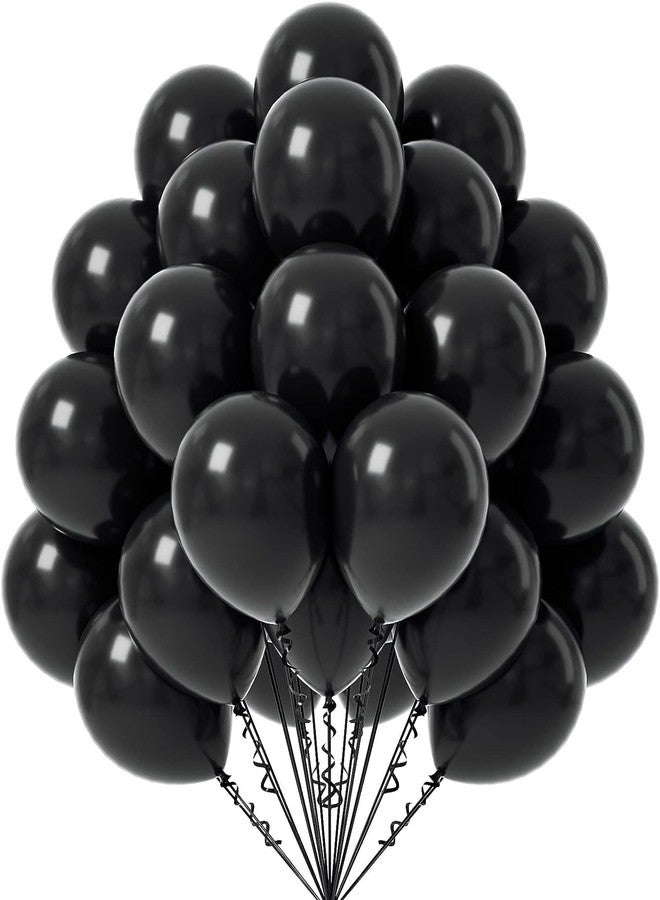 Flyloons 25 pcs Black Metallic Chrome Balloons for Birthday Decoration items celebration Anniversary Girls Boys Men Women